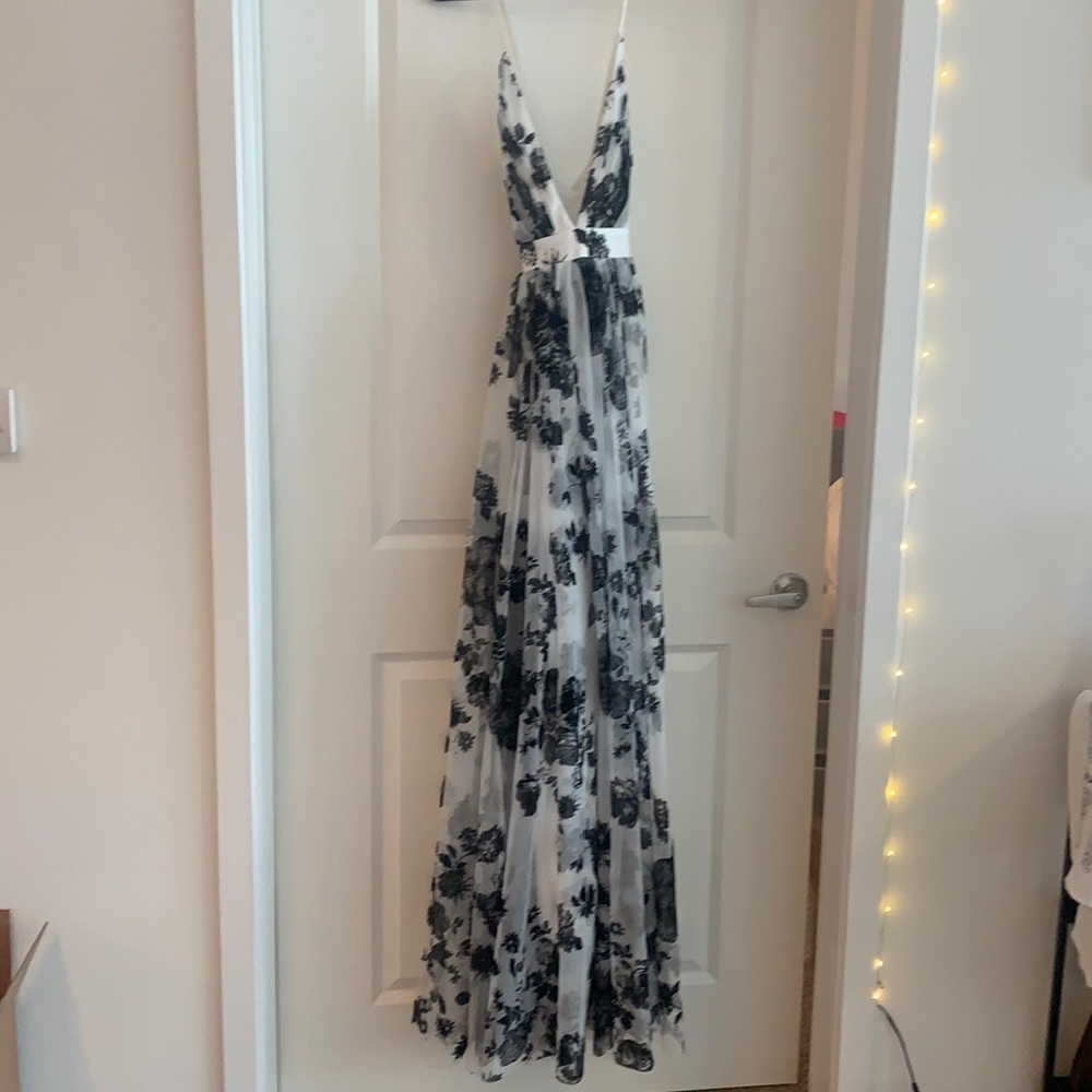 Black & white pink lily dress